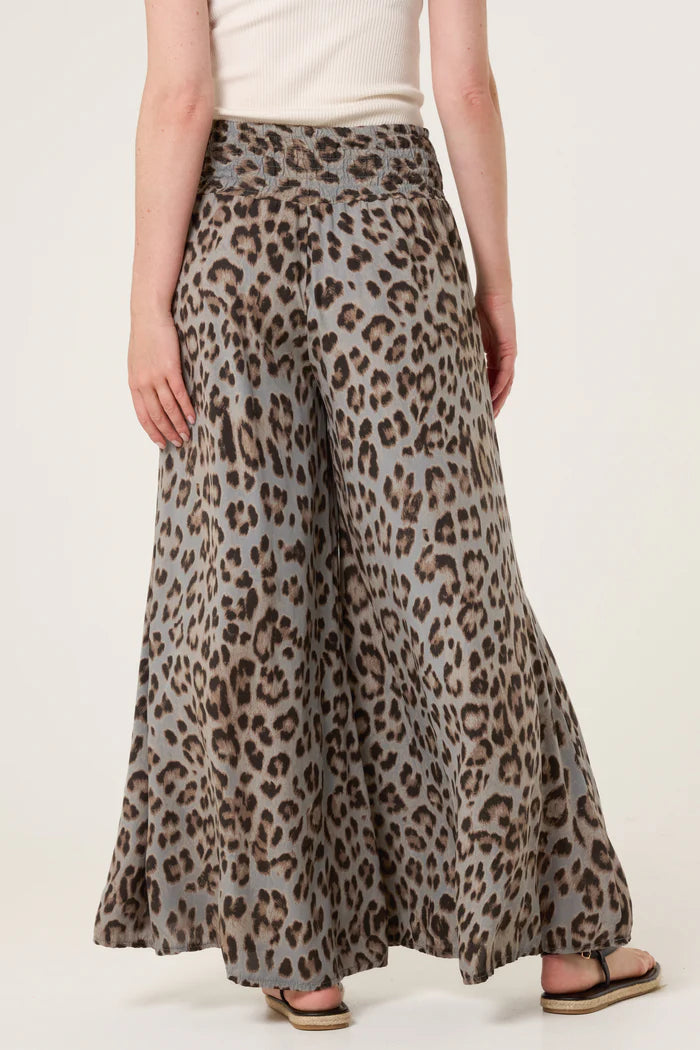 LEOPARD PRINT WIDE LEG TROUSER